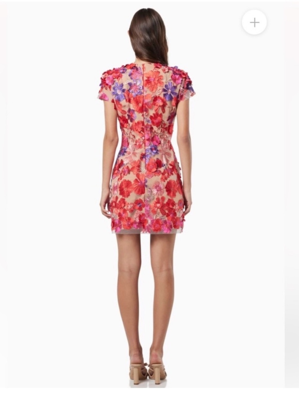 NWT Elliatt Performance Floral Appliqué Mini Dress Red Nude Size Small - Picture 2 of 11